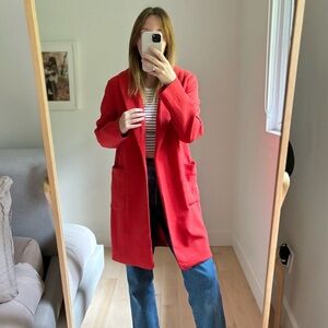 Massimo Dutti Red Wool Blend Coat Long Blazer Jacket Size 38 US 6